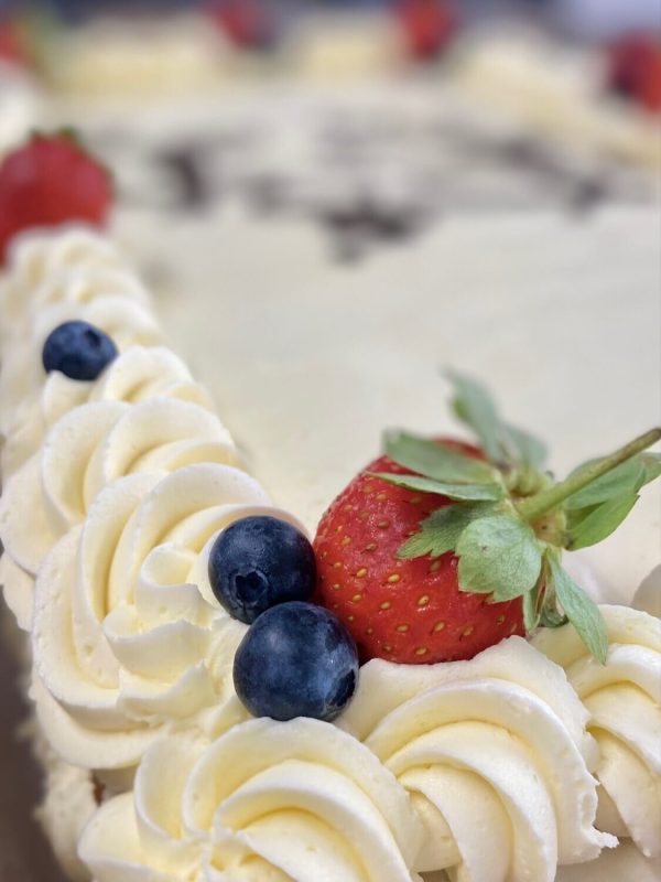 Rectangular Celebration Cake – Cherry Closeup